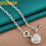 925 Silver 20" Zircon Heart Key Chain Necklace