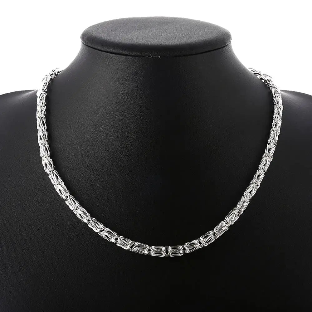 925 Sterling Silver 20" Vintage Chain Necklace For Men Women High Jewelry