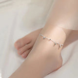 925 Sterling Silver Round Beads Anklet Women Foot Jewelry