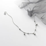 925 Sterling Silver Round Beads Anklet Women Foot Jewelry