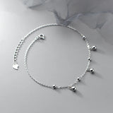 925 Sterling Silver Round Beads Anklet Women Foot Jewelry