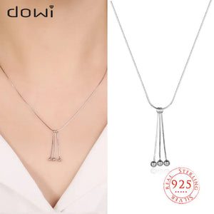925 Silver Balls Line Pendant Necklace for Women INS Style Fine Jewelry