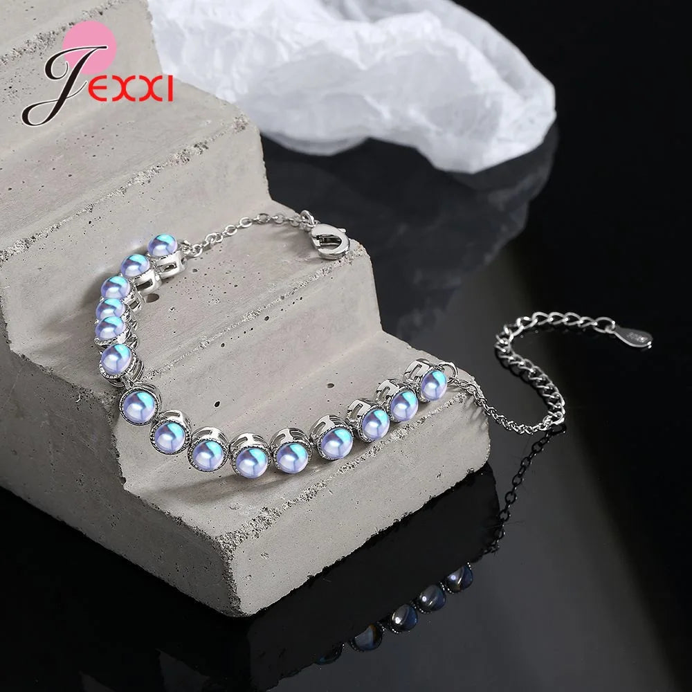 925 Silver Pearl Smart Bracelet Wedding Jewelry Gift