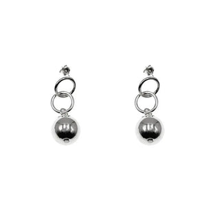 925 Silver Personalized Double Ring Bead Earrings