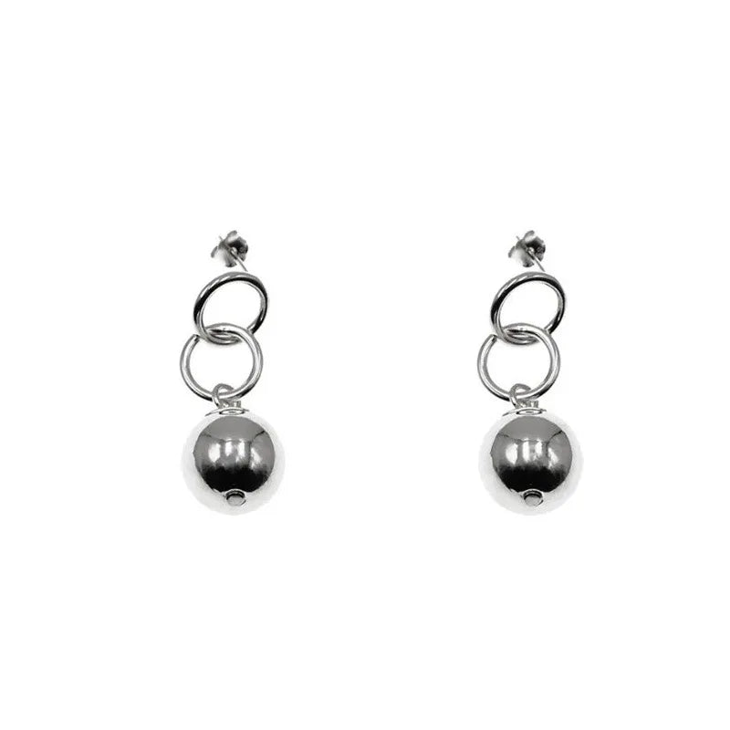925 Silver Personalized Double Ring Bead Earrings