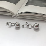 925 Silver Personalized Double Ring Bead Earrings