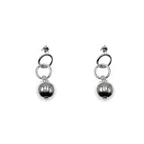 925 Silver Personalized Double Ring Bead Earrings
