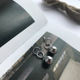 925 Silver Personalized Double Ring Bead Earrings