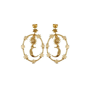 925 Silver Sun Moon Star Earrings Female Versatile Earrings
