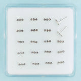 925 Silver 22g Nose Stud Clear Crystal Nose Bone Piercing 20pcs