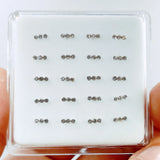 925 Silver 22g Nose Stud Clear Crystal Nose Bone Piercing 20pcs
