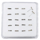 925 Silver 22g Nose Stud Clear Crystal Nose Bone Piercing 20pcs