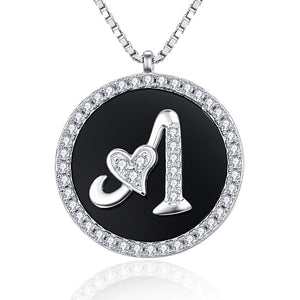 925 Silver Letter Pendant Necklace with Zircon Inlay - Women's Jewelry Gift