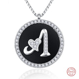 925 Silver Letter Pendant Necklace with Zircon Inlay - Women's Jewelry Gift