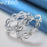 925 Silver 27mm 3 Wave Circle Hoop Earrings Wedding Party Charms Jewelry