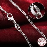 925 Silver 2MM Full Side Chain Necklace for Men Women