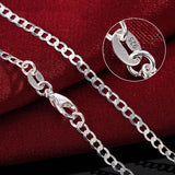 925 Silver 2MM Side Chain Necklace Men Women Gift
