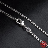 925 Silver 2MM Flat Necklace Chain Wedding Party Jewelry