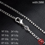 925 Silver 2MM Flat Necklace Chain Wedding Party Jewelry