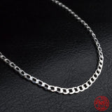 925 Silver 2MM Flat Necklace Chain Wedding Party Jewelry
