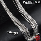 925 Silver 2MM Flat Necklace Chain Wedding Party Jewelry