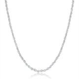925 Silver 2mm Rope Chain Necklace 16-30 Inch