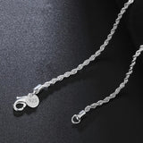 925 Silver 2mm Rope Chain Necklace 16-30 Inch