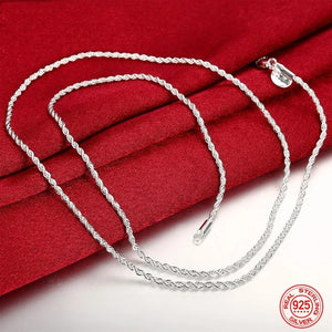 925 Silver 2mm Rope Chain Necklace 16-30 Inch