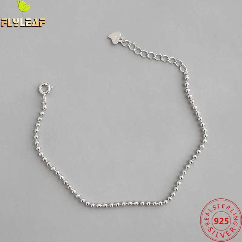 925 Silver Beads Chain Bracelet For Women Jewelry