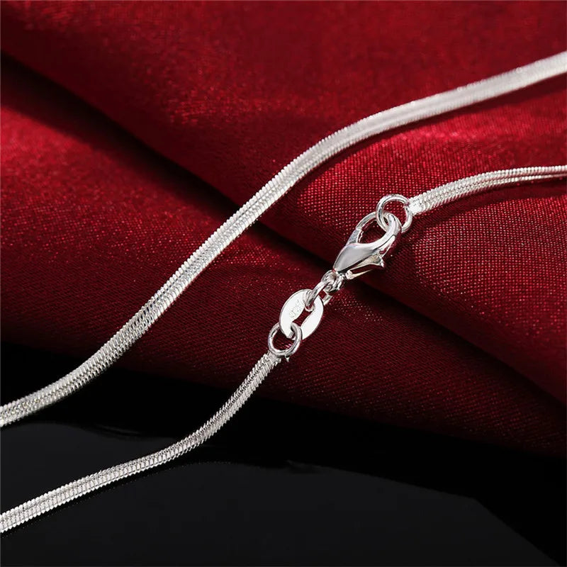 925 Silver 2mm Flat Snake Chain Necklace Wedding Jewelry