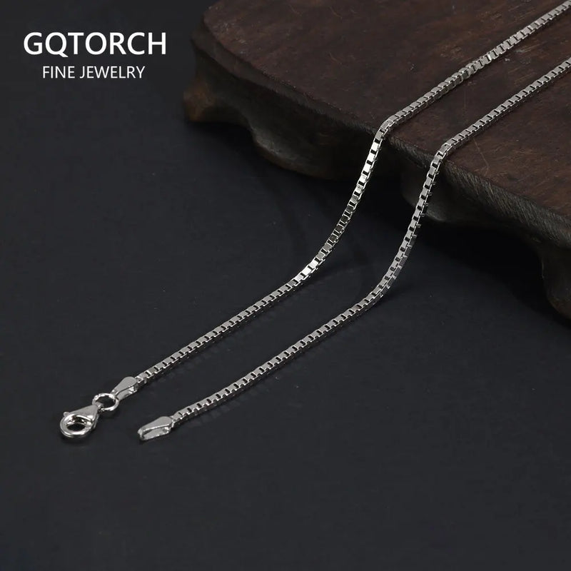 925 Silver 2mm Box Chain Necklace Pendant Accessories Men's Women's Jewelry