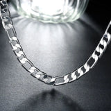 925 Silver 2pcs 8MM Chain Bracelet Necklace Set Man Woman Gift Jewelry