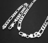925 Silver 2pcs 8MM Chain Bracelet Necklace Set Man Woman Gift Jewelry