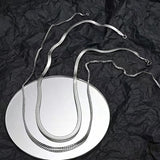 925 Silver 2pcs Chain Necklace Set Snake Jewelry Men Women Wedding