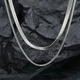 925 Silver 2pcs Chain Necklace Set Snake Jewelry Men Women Wedding