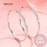 925 Silver Round Hoop Earrings for Women Party Jewelry Christmas Gift