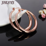 925 Sterling Silver Round Earrings 18K Plated Jewelry Wedding Christmas Gift