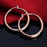 925 Silver Round Earrings 18K Plated Jewelry Wedding Christmas Gift