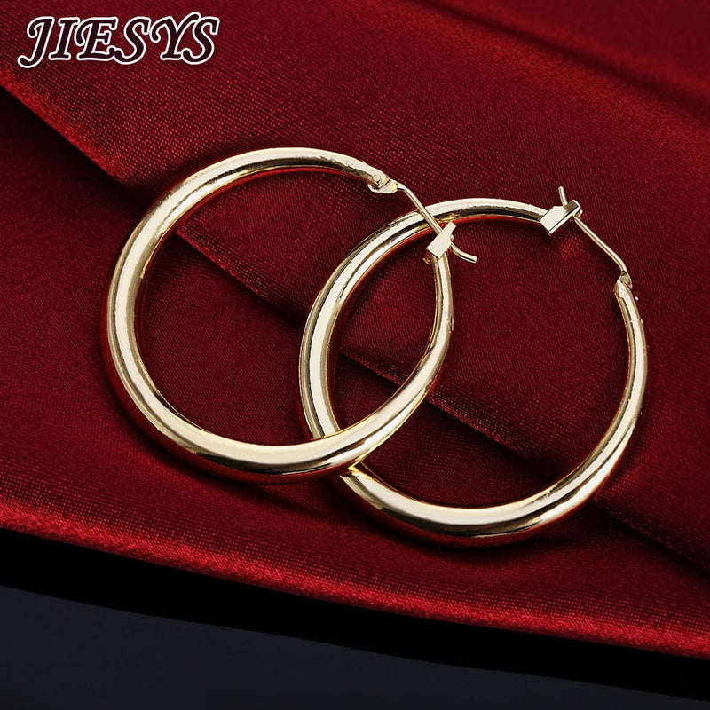 925 Sterling Silver Round Earrings 18K Plated Jewelry Wedding Christmas Gift