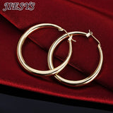 925 Sterling Silver Round Earrings 18K Plated Jewelry Wedding Christmas Gift