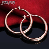 925 Sterling Silver Round Earrings 18K Plated Jewelry Wedding Christmas Gift