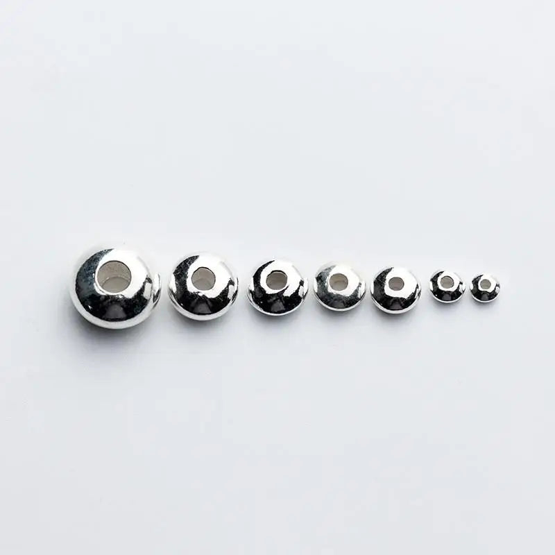 925 Silver 3-8mm Rondelle Spacer Beads DIY Bracelet Necklace Jewelry Material
