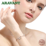 925 Silver 3-Layer Snake Chain Bracelet with Ball Charm