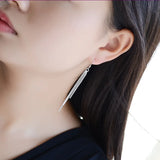 925 Silver Snake Chain Tassel Drop Earrings Women Jewelry