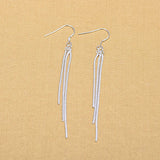 925 Silver Snake Chain Tassel Drop Earrings Women Jewelry