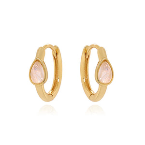 925 Sterling Silver Pink Opal Hoop Earring Ins Style Cartilage Jewelry