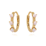 925 Sterling Silver Pink Opal Hoop Earring Ins Style Cartilage Jewelry