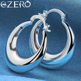 925 Silver 30mm Circle U Shape Hoop Earrings Wedding Party Jewelry