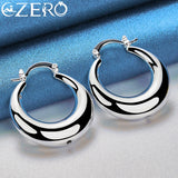 925 Silver 30mm Circle U Shape Hoop Earrings Wedding Party Jewelry
