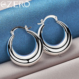 925 Silver 30mm Circle U Shape Hoop Earrings Wedding Party Jewelry